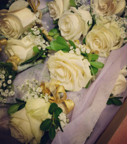 White Roses Boutonniere