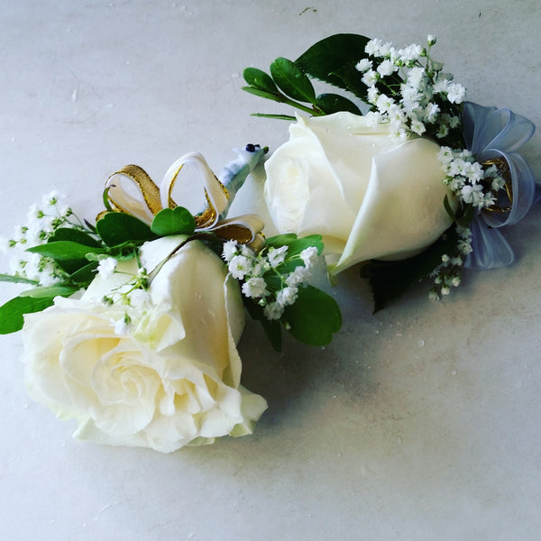 White Roses Boutonniere