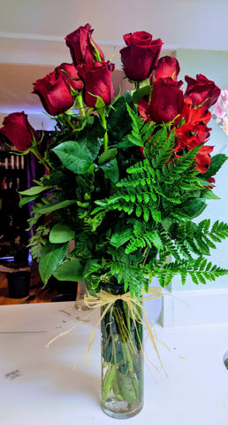 "Elegant Beauty - A Dozen Long Stemmed Red Roses Arrangement"